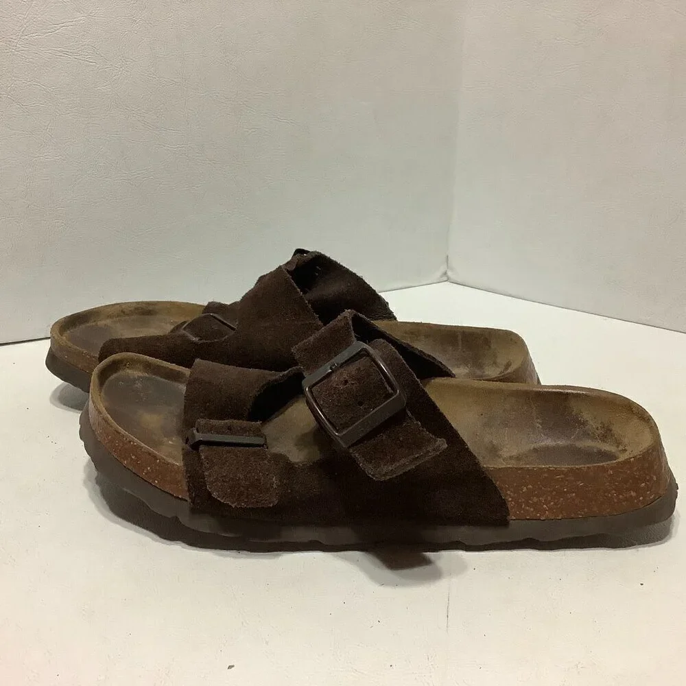 Betula Birkenstock Brown Suede Leather Arizona Sandals Size 245 Narrow Width - Picture 4 of 13